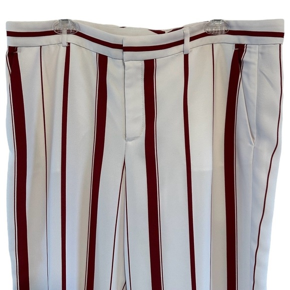 Banana Republic Blake Women's Red White Striped Wide Leg Pants Size 14 - Picture 4 of 9